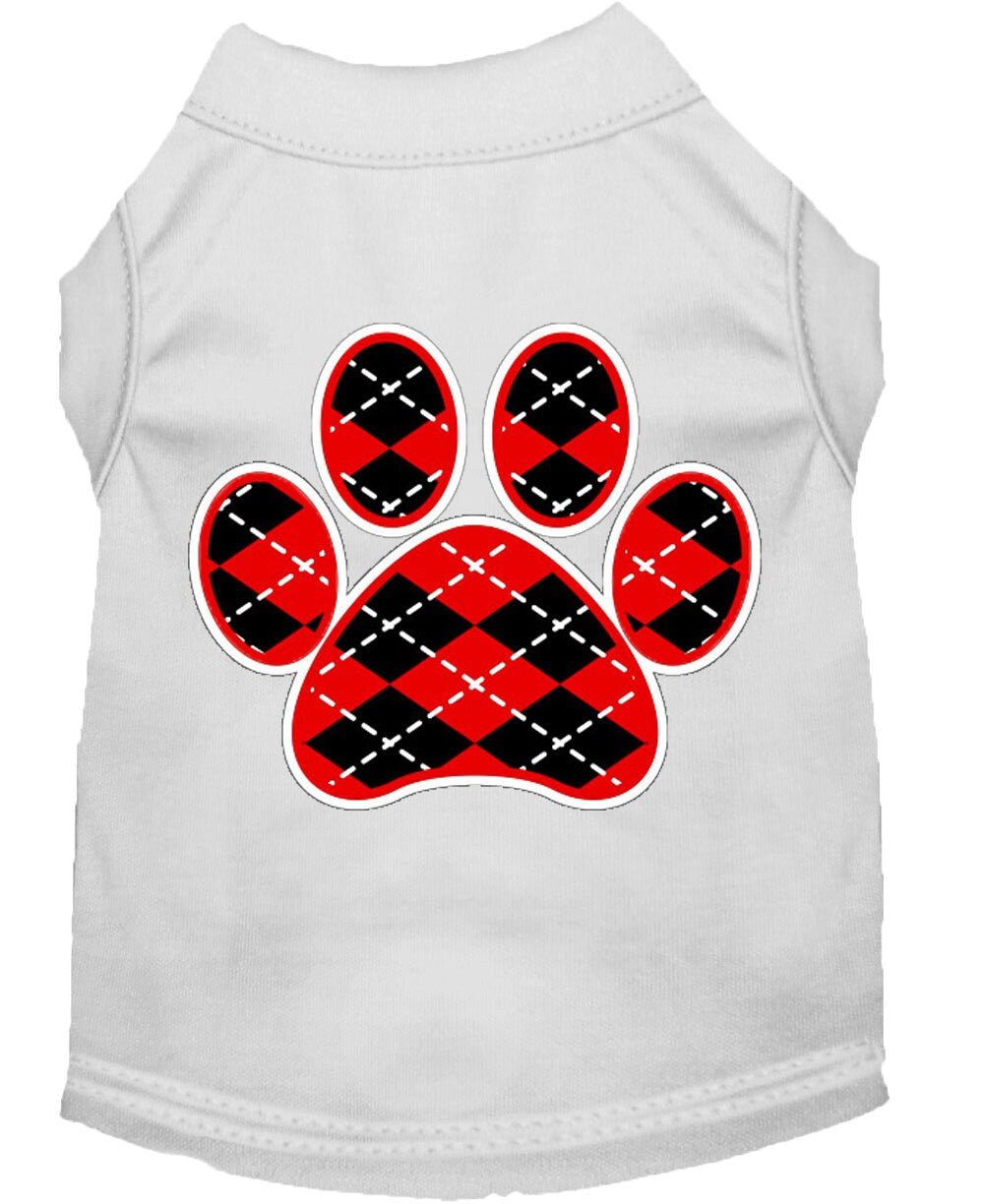 Haustier-Shirt „Argyle Pfote Rot“