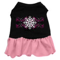 Winter Pet Dress Screen Printed, "Pink Snowflake"