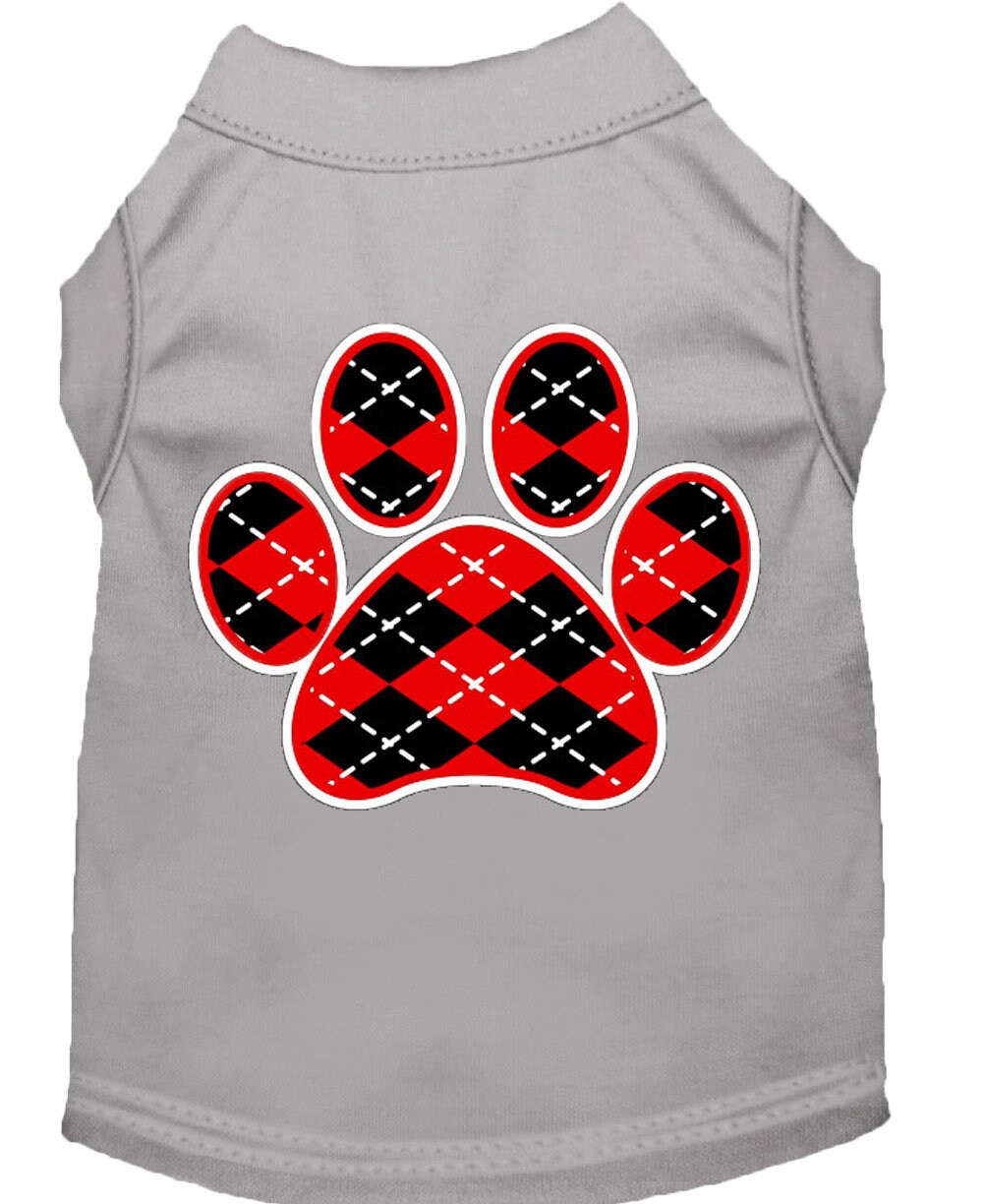 Haustier-Shirt „Argyle Pfote Rot“