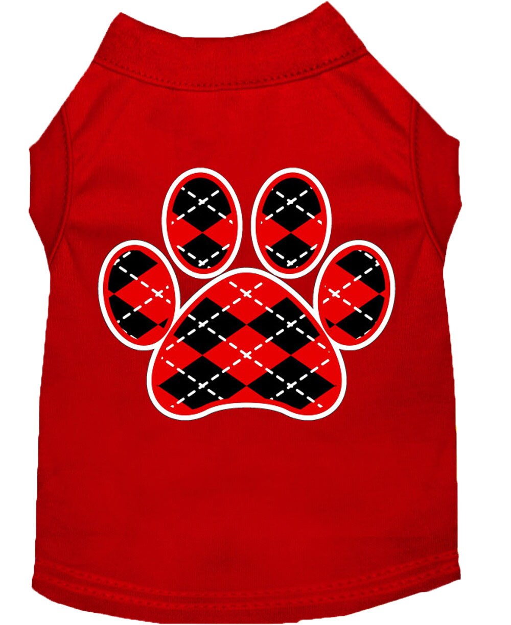 Haustier-Shirt „Argyle Pfote Rot“
