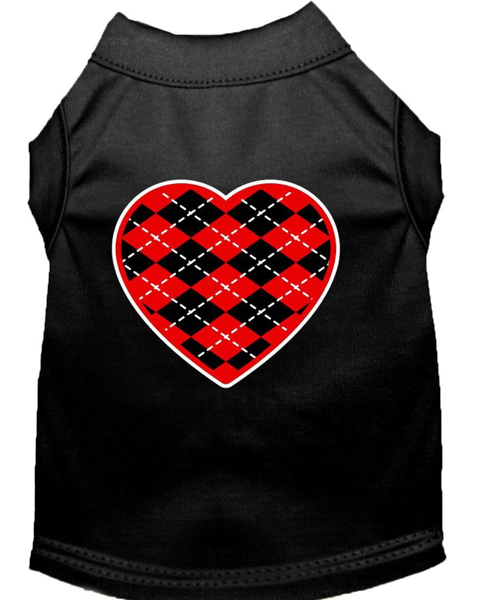 Haustier-Shirt „Argyle Herz Rot“