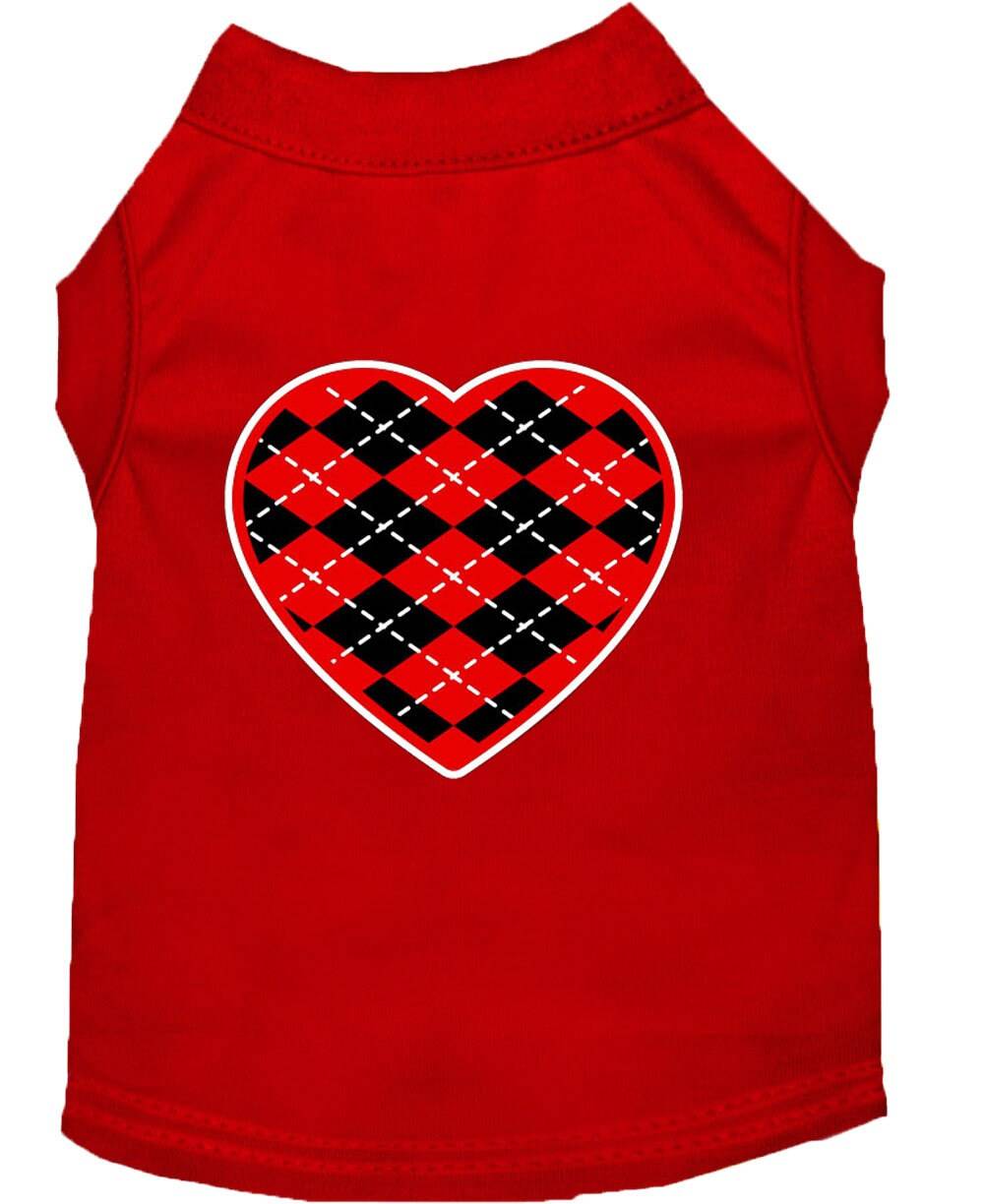 Haustier-Shirt „Argyle Herz Rot“