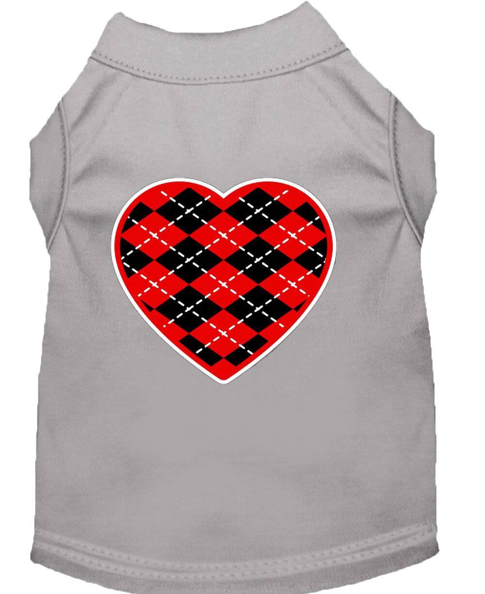 Haustier-Shirt „Argyle Herz Rot“