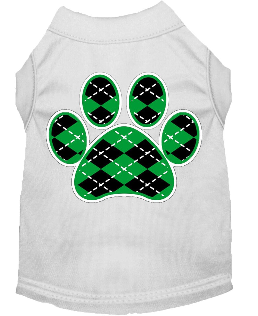 Haustier-Shirt „Argyle Paw Smaragdgrün“