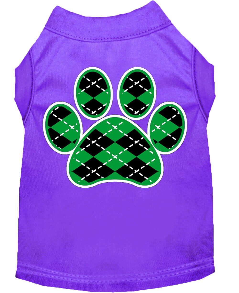 Haustier-Shirt „Argyle Paw Smaragdgrün“
