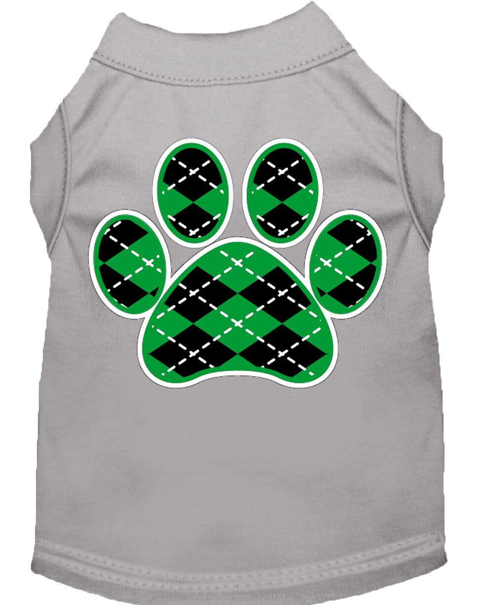 Haustier-Shirt „Argyle Paw Smaragdgrün“