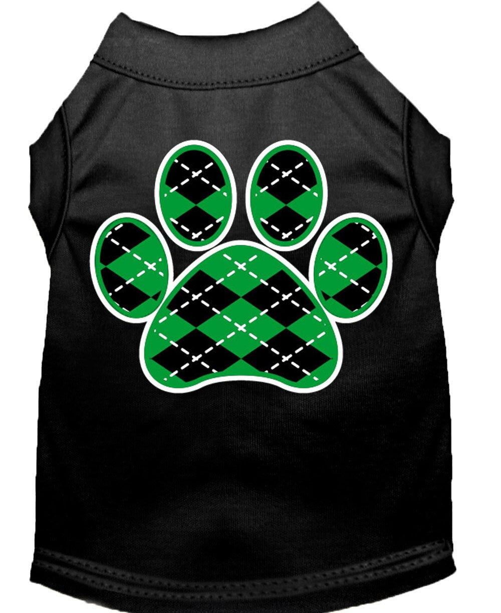 Haustier-Shirt „Argyle Paw Smaragdgrün“