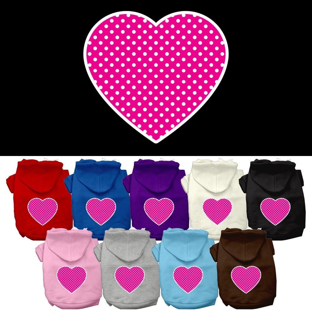 Pet Hoodie "Pink Swiss Dots Heart"