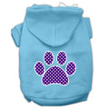 Pet Hoodie Screen Printed, "Purple Swiss Dots Paw"
