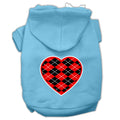 Pet Hoodie "Red Argyle Heart"