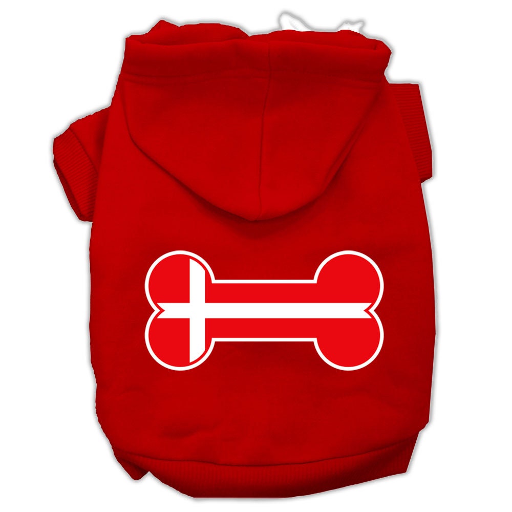 Pet Hoodie "Bone Shaped Denmark Flag"