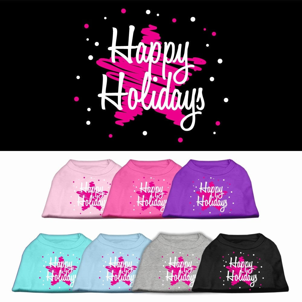 Christmas Pet Shirt, "Scribble Happy Holidays"