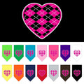 Pet and Dog Bandana Screen Printed, "Pink Argyle Heart"