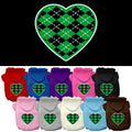 Pet Hoodie "Green Argyle Heart"