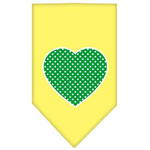 Pet and Dog Bandana Screen Printed, "Green Swiss Dot Heart"