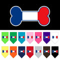Pet and Dog Bandana Screen Printed, "Bone Shaped France Flag"