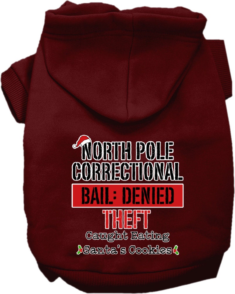 Christmas Pet Hoodie Screen Printed, "North Pole Correctional"