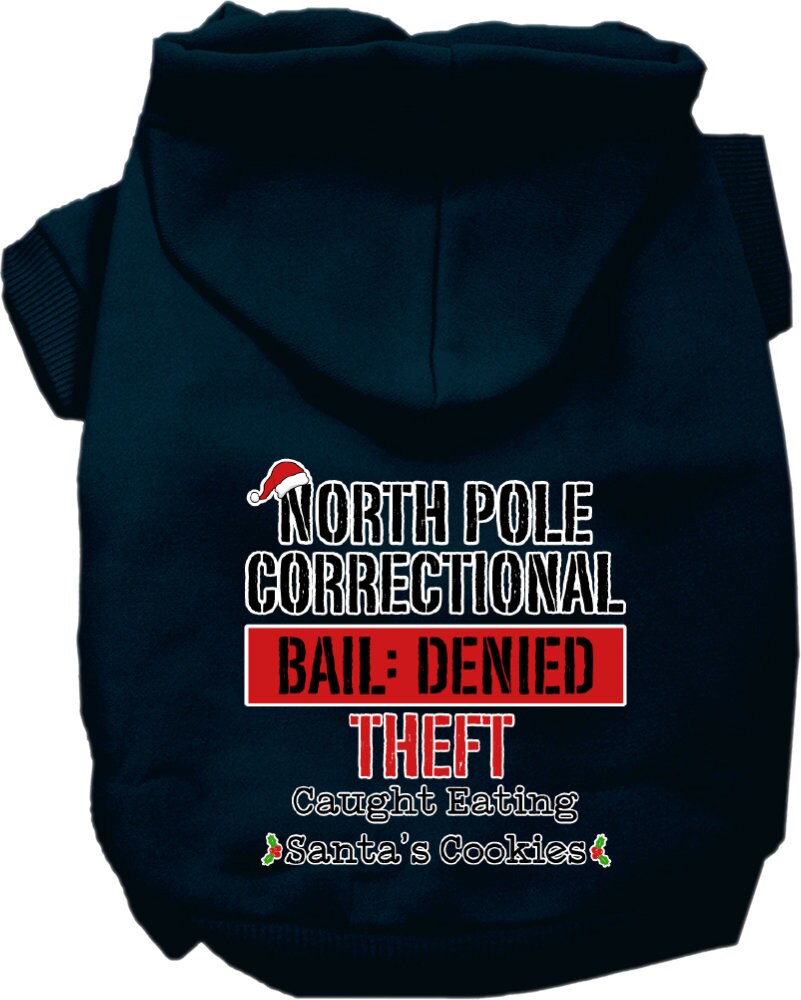 Christmas Pet Hoodie Screen Printed, "North Pole Correctional"