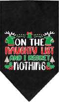 Christmas Pet Bandana "On The Naughty List And I Regret Nothing"