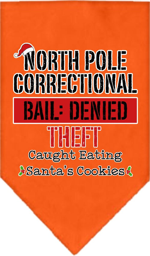 Christmas Pet and Dog Bandana Screen Printed, "North Pole Correctional"