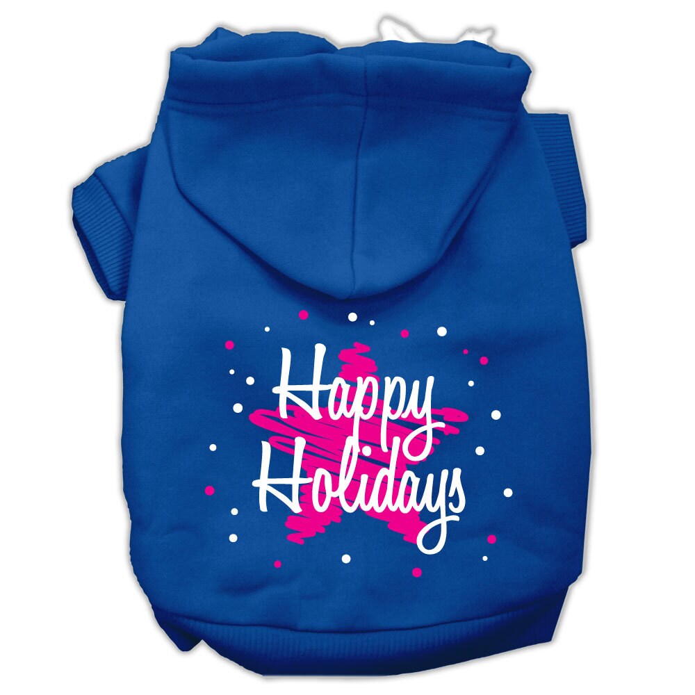 Christmas Pet Hoodie Screen Printed, "Scribble Happy Holidays"