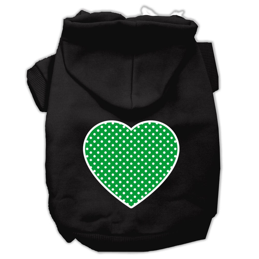 Pet Hoodie "Green Swiss Dots Heart"