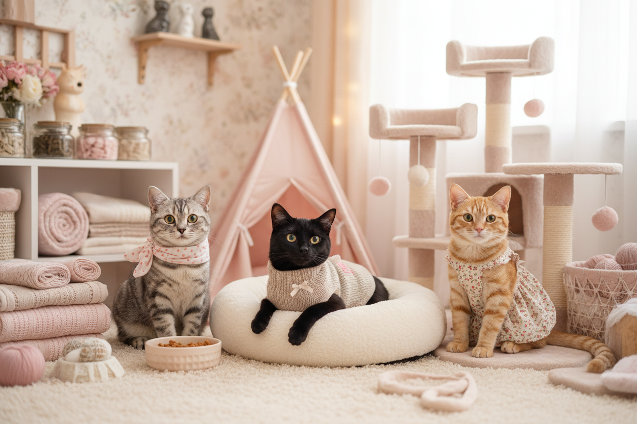 Three cats lifestyle